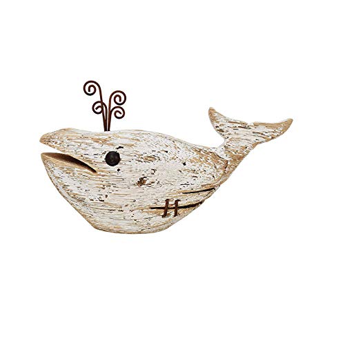 K KILIPES Wood Whale Statue Nautical Tabletop Decor Rustic Whale Animal Figurine Distressed Wooden Whale Sculpture Fun Beach Ocean Decor (1, 4.72" H) K KILIPES