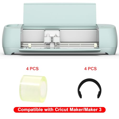 4 Pcs Rubber Roller Resolution for Cricut Maker and 4 Pcs Rubber Roller Replacement, Keep Rubber in Place with Retaining Rings Keep Rubber from CATOSUM