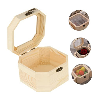 NOLITOY 3 Pcs Wooden Box Unfinished Wooden Case Ornament Container Gift Packaging Holder Cake Container Trinket Storage Holder Unfinished Wood