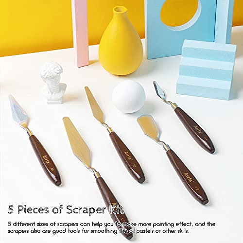 5 Pieces Painting Knives Stainless Steel Spatula Palette Knife Oil Painting Accessories Color Mixing Set for Oil, Canvas, Acrylic Painting-Lightwish - WoodArtSupply