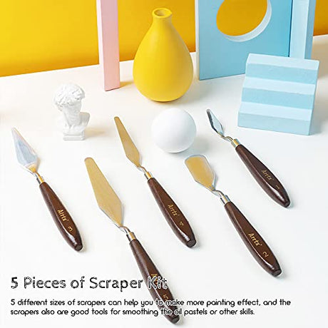 5 Pieces Painting Knives Stainless Steel Spatula Palette Knife Oil Painting Accessories Color Mixing Set for Oil, Canvas, Acrylic Painting-Lightwish LIGHTWISH