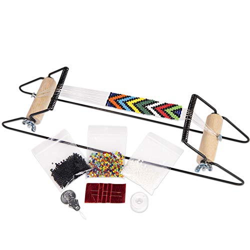 The Beadsmith Metal Bead Loom Kit, Includes Loom (12.5" x 2.5" x 3"), Thread, Needles, and 18 Grams Glass Beads for Bracelets, Necklaces, Belts, and The Beadsmith