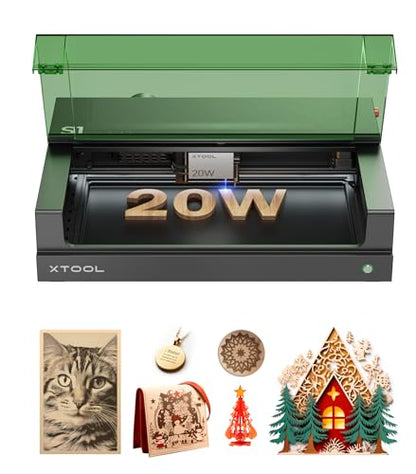 xTool S1 Laser Engraver, 20w Enclosed Diode Laser Cutter and Laser Engraving Machine for Cleaner Engraving and Cutting on Wood, Acrylic, Metal,