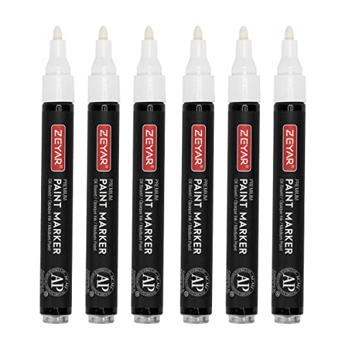 ZEYAR Permanent Oil-Based Paint Markers, Medium Point, Waterproof ink, Expert of Rock Painting, Great on Mug, Rock, Glass, Canvas, Metal and more (6 ZEYAR