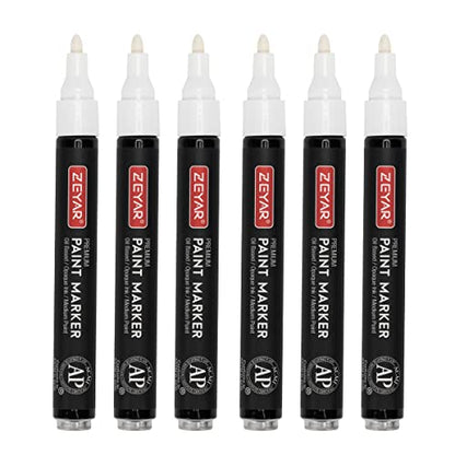 ZEYAR Permanent Oil-Based Paint Markers, Medium Point, Waterproof ink, Expert of Rock Painting, Great on Mug, Rock, Glass, Canvas, Metal and more (6 - WoodArtSupply