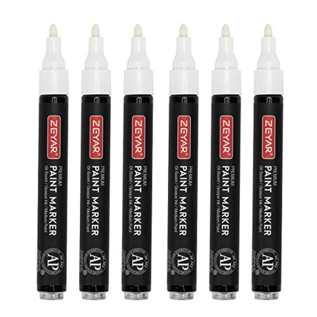 ZEYAR Permanent Oil-Based Paint Markers, Medium Point, Waterproof ink, Expert of Rock Painting, Great on Mug, Rock, Glass, Canvas, Metal and more (6 ZEYAR