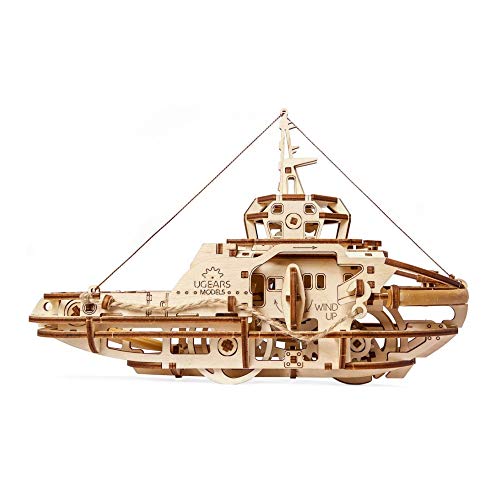 UGEARS Tugboat 3D Mechanical Wooden Model for Self Assembling, DIY, Brainteaser UGEARS
