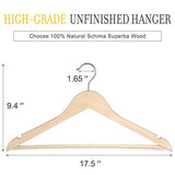 TOPIA HANGER Natural Unfinished Wooden Hangers with 360°Strong Swivel Hook and Smoothly Cut Shoulder Notches, 18-Pack Solid Wood Clothes Hangers for TOPIA HANGER
