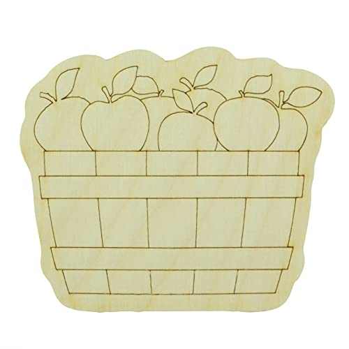 Unfinished Detailed Bushel of Apples Wood Cutout Available in a Variety of Sizes and Thicknesses (1/8" Thickness, Large 12" x 9.75" (Sold - WoodArtSupply