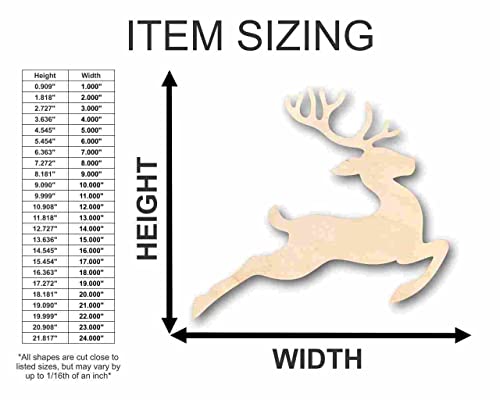 Unfinished Wood Flying Reindeer Shape - Rudolph - Christmas - Ornament - Craft - up to 24" DIY 4" / 1/2" 24 Hour Crafts