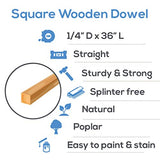 Wood Square Dowel Rods 1/4-inch x 36 Pack of 10 Wooden Craft Sticks for Crafts and Woodworking by Woodpeckers Woodpeckers