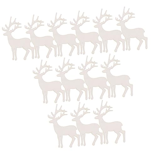 Abaodam 50 pcs Sika Deer Wood Piece Unfinished Wooden Tags Blank Wooden Deer Slices DIY Painting Decoration Unfinished Deer Cutouts Wooden Slice - WoodArtSupply