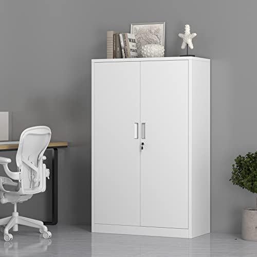 iJINGUR Metal Storage Cabinet with Locking Doors and 3 Adjustable Shelves, 53.5-Inch Tall Lockable Steel Storage Cabinets for Home Office Garage iJINGUR