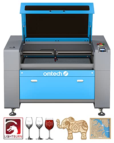 OMTech 80W CO2 Laser Engraver with LightBurn, 24x35 Inch Laser Engraving Cutting Machine with Autofocus Ruida Control Panel 4 Way Pass Air Assist, OMTech