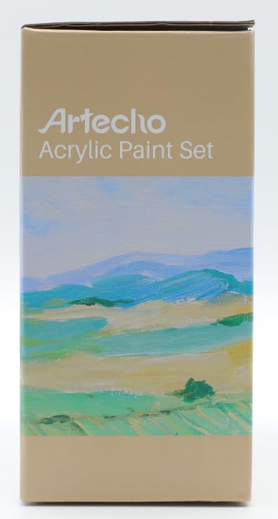 Artecho 12 Colors Large Bulk Acrylic Paint Set (500ml/17oz) Bottles, Art Craft Paint for Art Supplies, Canvas, Rocks, Wood, Fabric, Ceramic, Non