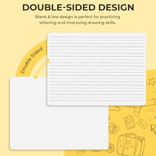 Double Sided Dry Erase Boards - Lined/Plain, Ohuhu 25-Pack 9 x 12 Inch Whiteboards Set, Including 25 x Lap Board, 25 x Black Markers, 25 x White - WoodArtSupply