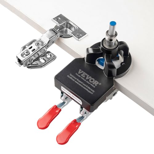 VEVOR 35 mm Concealed Door Hinge Jig, Aluminum Alloy Cabinet Hinge Jig, Accurate Locking Dual Clamp Fixation Hinge Drill Jig with Accessories, VEVOR