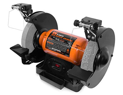 WEN BG4282 4.8-Amp 8-Inch Single Speed Bench Grinder with LED Work Lights, 14 x 10 x 11.75 inches, Black and Orange
