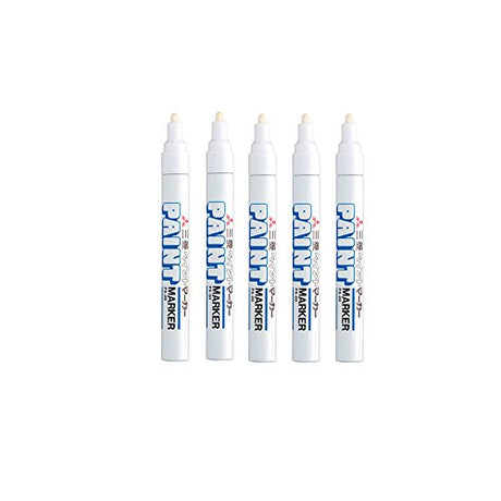 Uni-Paint Oil Based Paint Marker 5 Pens Bundle Set , Multi surface Marking Pen (PX-20) Medium Point White Colour Uni-Paint