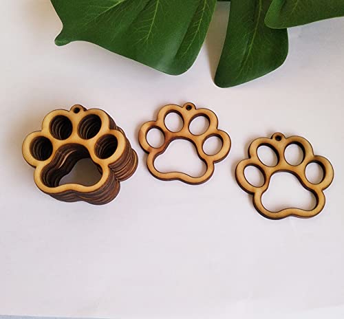 30PCS Dog Paw Print Unfinished Wood Earring Blanks, Tiger Paw Print Jewelry Making Crafts, DIY Project Wood, Dangle Earrings Jewelry Blanks (1.5'') XIAOYUE