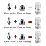 SAGUD Airbrush Nozzle Needle Cap 0.2mm 0.3mm 0.5mm Replacement Accessories Parts with Wrench for Air Brush Spray Gun Kit SAGUD