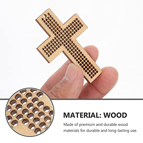 Ciieeo 10 Pcs Cross Stitch Wood Pieces Embroidery Hoop Stand Needlecraft Cross- Disc Wooden Board Wooden Heart Tags Stocking Stuffers Wooden Love Ciieeo