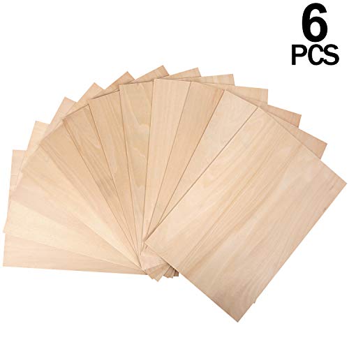 KEILEOHO 6 Pack Balsa Wood Sheets 12 x 8 x 0.06 Inch, Large Thin Wood Boards for Crafts Moisture Resistance Anti-Deformation Easy Cutting Painting