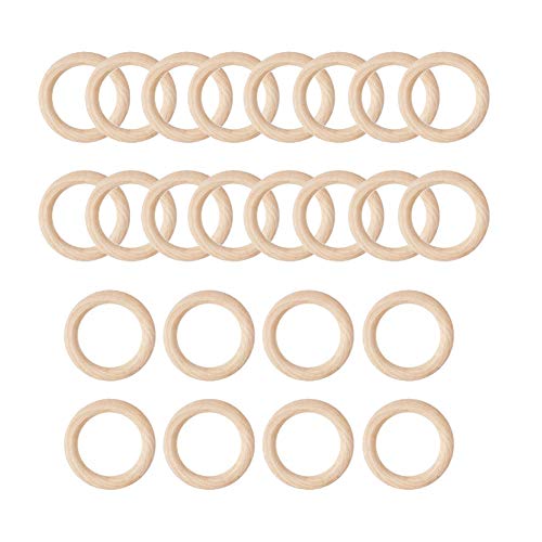 Craftdady 100Pcs Natural Wood Rings Unfinished Solid Wooden Circles 1-1/5 Inch (30mm) Ring Pendant Connectors for Craft Jewelry Making