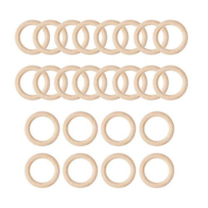 Craftdady 100Pcs Natural Wood Rings Unfinished Solid Wooden Circles 1-1/5 Inch (30mm) Ring Pendant Connectors for Craft Jewelry Making