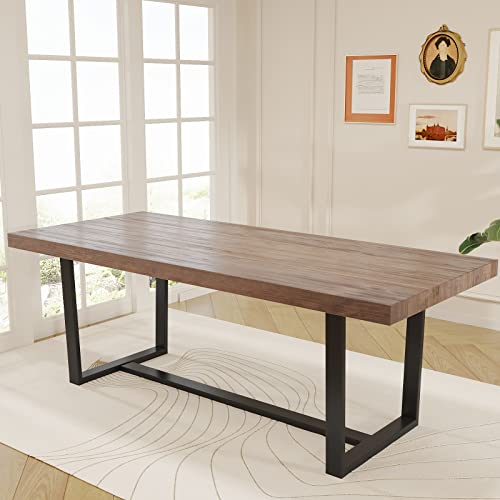 SOSPIRO 72 inch Wood Dining Table for 6 to 8, Industrial Rustic Rectangular Farmhouse Table with Steel Legs Metal Frame For Kitchen, Dining Room, - WoodArtSupply