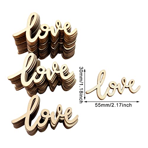 Honbay 40PCS Unfinished Love Wood Slices Blank Wooden Embellishments Gift Ornaments for Home Wedding Birthday Party Valentine's Day Decoration