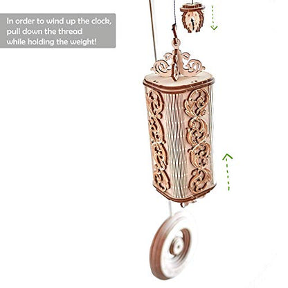 Wood Trick Pendulum Wall Clock Kit Wooden 3D Puzzles for Adults and Kids to Build - 3D Wall Clock Mechanical Model - 42x12 in - Engineering DIY