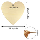 obmwang 4 Pieces Natural Wooden Hearts 11.5 x 11Inch, Large Wood Heart Slices Unfinished Predrilled Wood Hearts Ornaments for Valentine's Day Wedding obmwang