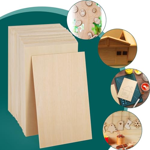 40Pack Basswood Sheets 1/16, Balsa Wood Sheets Thin Plywood Wood Sheets for Crafts Projects, Laser, Painting, Wood Burning,Wood Engraving Christmas