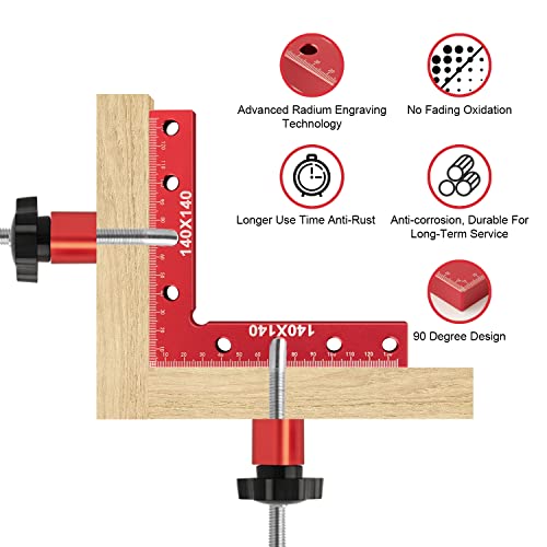 Tpaitlss Aluminum Alloy 90 degree Positioning Square 5.5" Right Angle Clamp 140x140mm L Ruler Woodworking Carpenter Tools tpaitlss