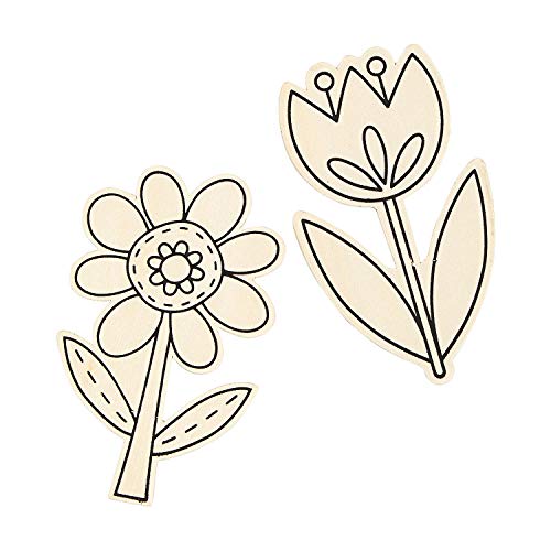 DIY Wood Spring Flower Shapes for Kids (24Pc) - Crafts for Kids and Fun Home Activities - WoodArtSupply