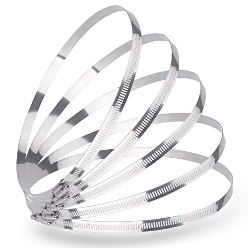 LOKMAN 8 Inch Stainless Steel Duct Clamp Worm Gear Adjustable 195-215mm Hose Clamp, Pack of 5 (8 Inch) LOKMAN