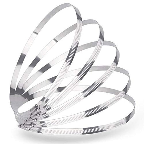 LOKMAN 8 Inch Stainless Steel Duct Clamp Worm Gear Adjustable 195-215mm Hose Clamp, Pack of 5 (8 Inch) LOKMAN