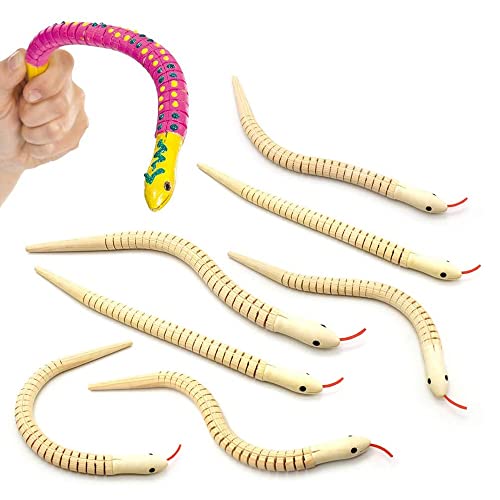 Natural Unfinished Wooden Wiggly Snakes - 12” Flexible Timber Snake - Blank Canvas - Great for Arts and Crafts - Themed Birthday Party Supplies, M MUGIT