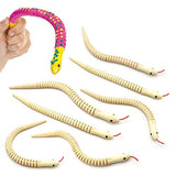 Natural Unfinished Wooden Wiggly Snakes - 12” Flexible Timber Snake - Blank Canvas - Great for Arts and Crafts - Themed Birthday Party Supplies, M MUGIT