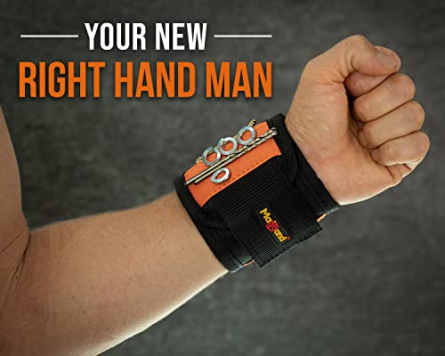 MagBand Magnetic Wristband for Holding Screws, Nails and Drilling Bits - 10 Strong Magnets - Men & Women's Tool Bracelet - Gift Ideas for Dad Husband Magband