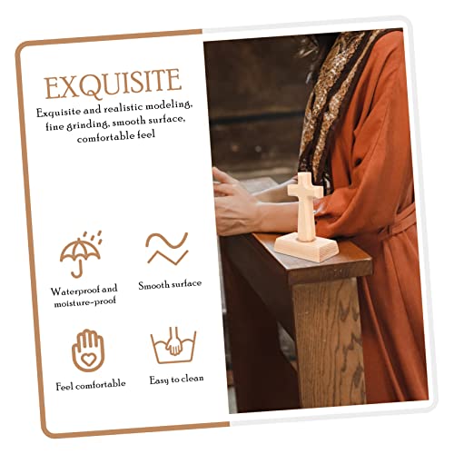 Yardenfun 2pcs Christian Cross Stand up Cross Desktop Cross Decorations Crucifix Handheld Cross Jesus Cross Charms Wooden Cross Ornament Wood Cross Yardenfun