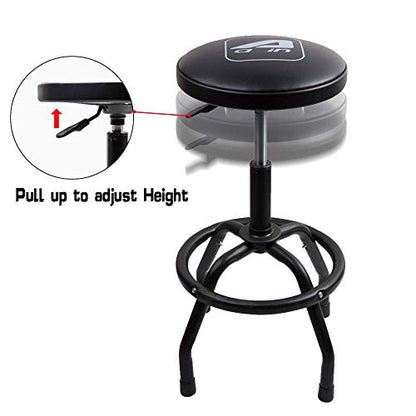 Aain LT13 Heavy Duty Garage Shop Stool for Garage,Adjustable Mechanic's Swivel Stool with Black - WoodArtSupply