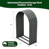 A ANLEOLIFE Galvanized Steel Firewood Storage Shed Outdoor Corrugated Metal Log Rack, Heavy Duty Log holder Lumber Storage Stand -Arch Gray A ANLEOLIFE