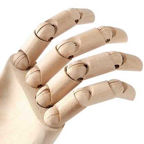 JOIKIT 2 Pack 10 Inches Wood Art Mannequin Hand, Left and Right Wooden Manikin Hand, Wooden Artist Hand Model with Flexible Moveable Fingers for JOIKIT
