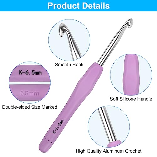 MECHEER Crochet Hooks 12 Sizes Crochet Hook Set, 51 Pack Yarn Crochet Kit for Beginners, Knitting Needles with Ergonomic Handles for Arthritic Hands, MECHEER
