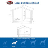 TRIXIE natura Lodge Dog House, Covered Porch, Hinged Roof, Adjustable Legs, Brown, Small TRIXIE