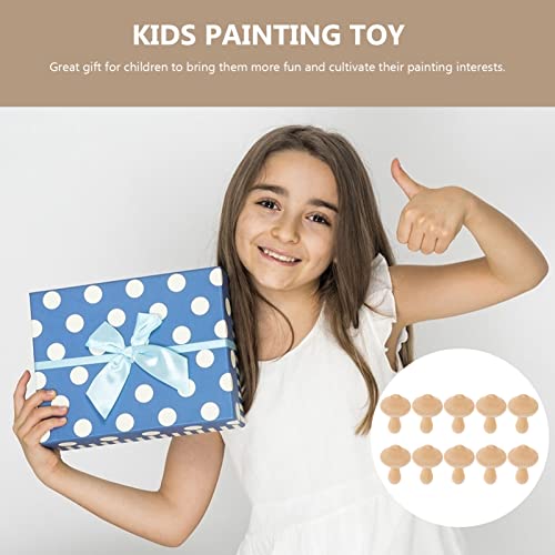 MAGICLULU 10pcs Unfinished Wooden Mushroom Unpainted Wood Mushrooms Set Various Sizes Wooden Mushroom for Arts Projects MAGICLULU