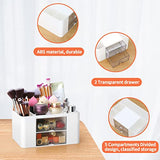 LETURE Desk Organizer with 2 Drawer, Plastic Desktop Pen Pencil Card Holder Storage Box for Desk, Office Supplies, Vanity Table Office School Home LETURE