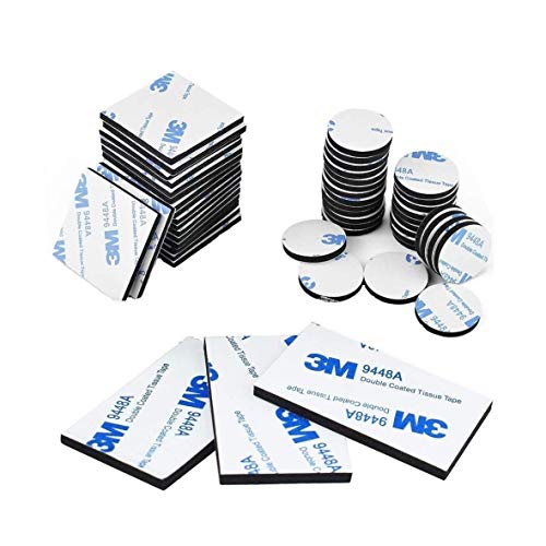 Double Sided Foam Tape Strong Pad Mounting,Black Self-Adhesive Tape Include Square Round and Rectangular(60Pcs) Tstfadac